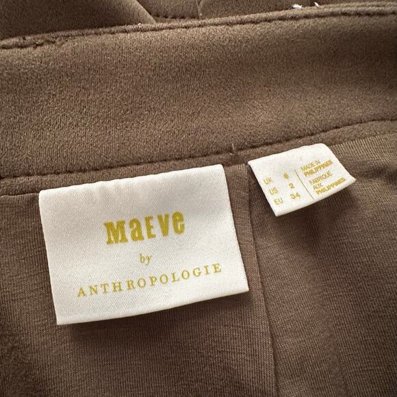 Maeve Anthropologie army green suede a-line mini skirt size 2 - Picture 5 of 9